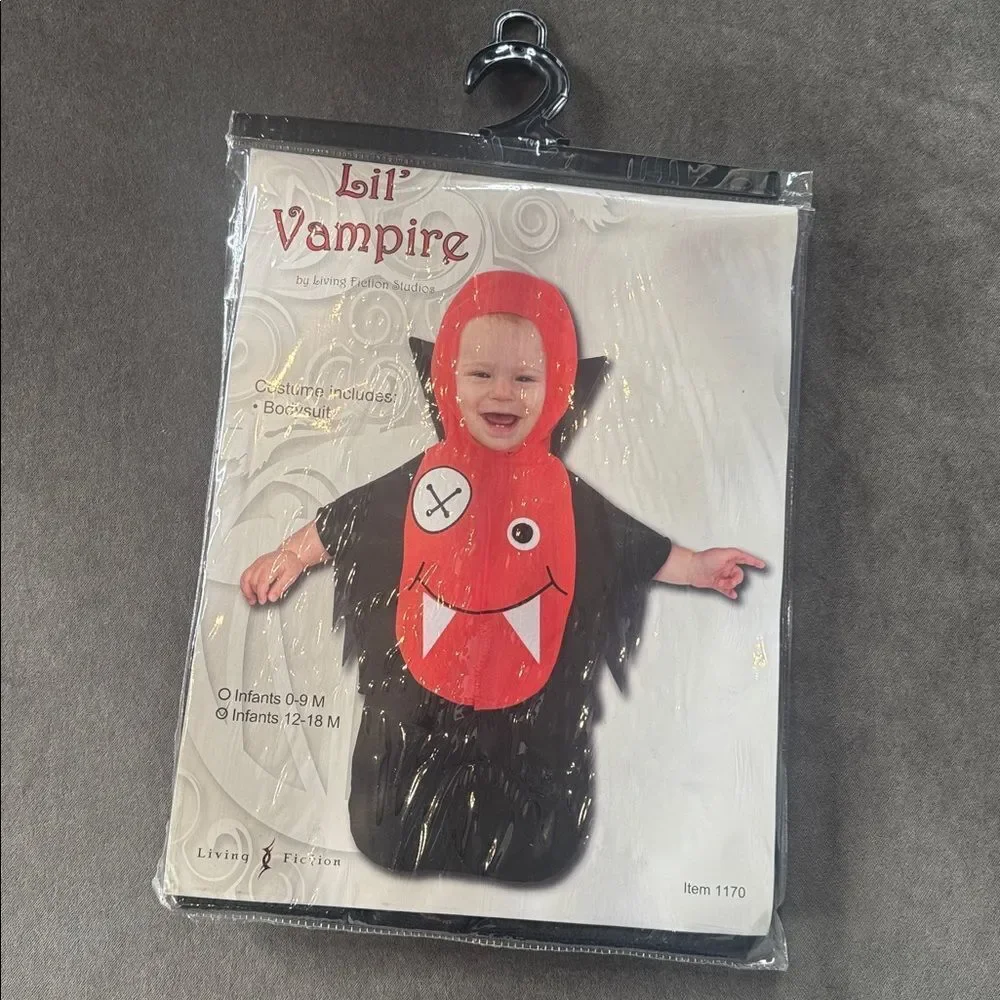 Baby Infant Unisex Lil’ Vampire Halloween Costume Red Black NO FEET 12-18 Months